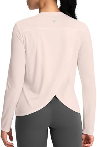 SANTINY Women's Lightweight Long Sleeve Workout Tops Split Back Gym Running Hiking Athletic Shirt... | Amazon (US)