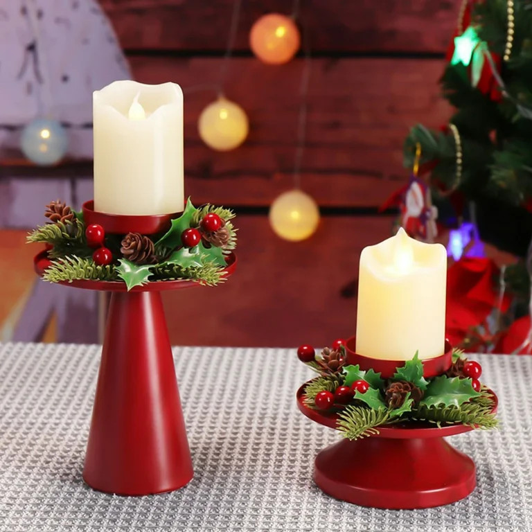 Vikakiooze 2023 Promotion on sale, Red Christmas Wreath Candle Holder For Formal Events, Weddings... | Walmart (US)