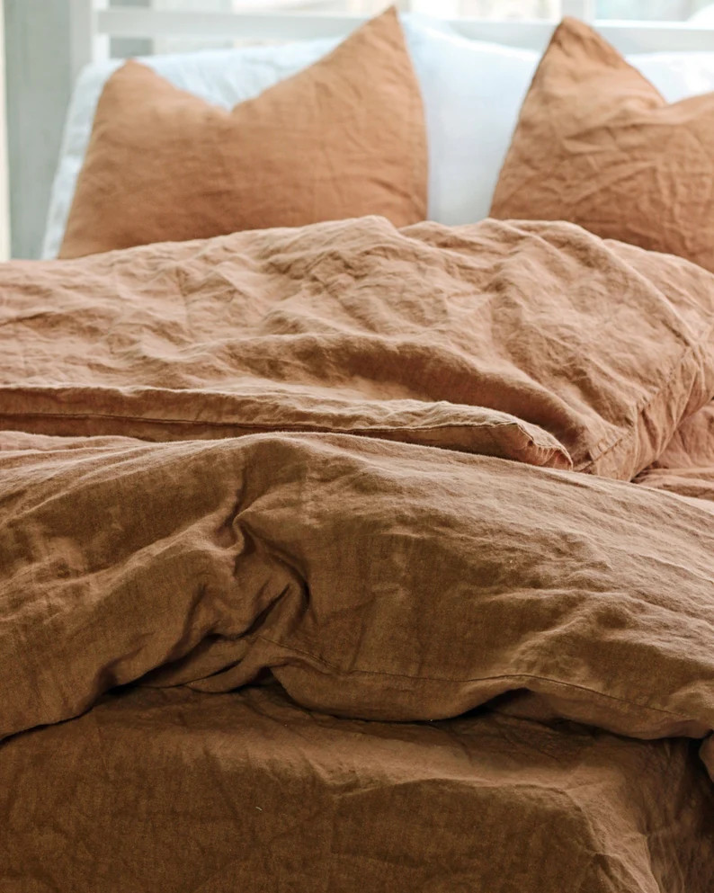 4 piece Linen bedding set, Tobacco linen bedding, Linen bedding, Linen bedding queen, Linen beddi... | Etsy (DACH)