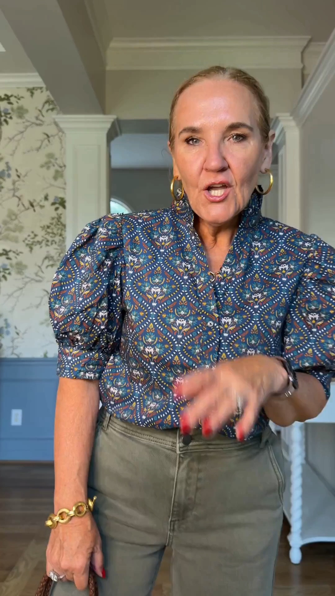 This blouse is beautiful. The fabric is really a lovely polished lightweight cotton. The trouser jeans have nice stretched to them. They do run very long. I did cuff them about 3 to 4 inches.
Use my code NANETTE15  for 15% off your order one time

#LTKOver40 #LTKCon #LTKootd