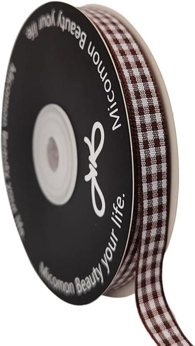 Brown Gingham Ribbon 25 Yards Christmas Ribbon for Crafts Plaid Checked Ribbon 100% Polyester (3/... | Amazon (US)