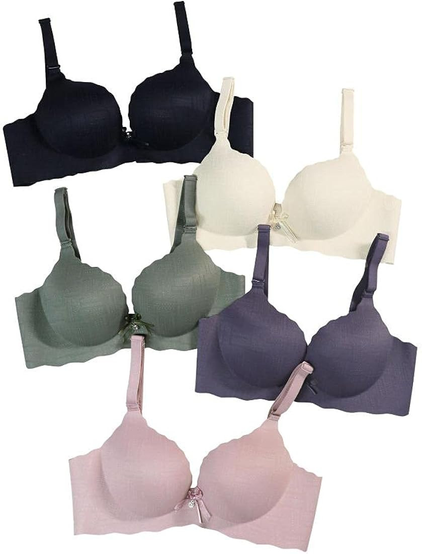 Pack of 5,Women Comfort No Wire Bras Seamless No Show Bra Pack | Amazon (US)