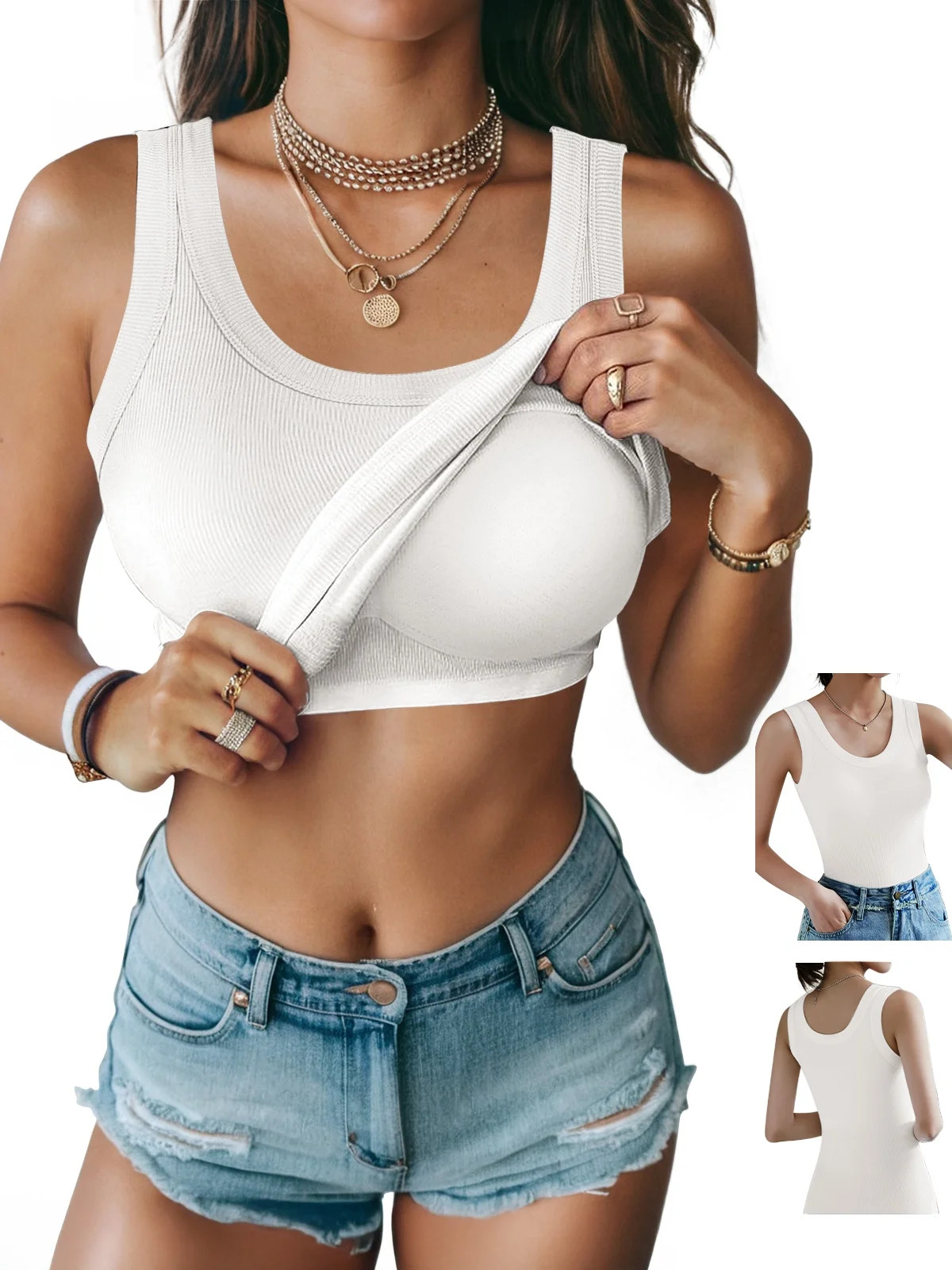 Anygrew Womens Tank Tops with Built in Shelf Bra Basic Stretchy Padded Camisole Casual Layering T... | Walmart (US)