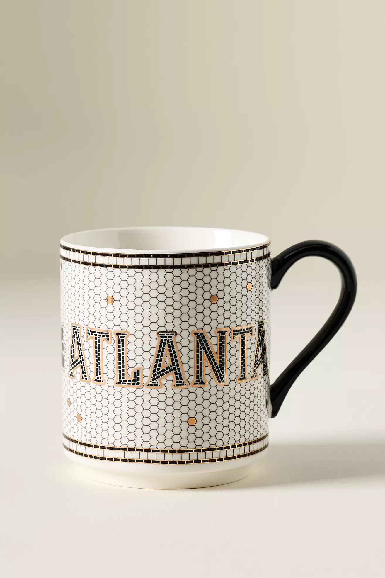 Bistro Tile Stoneware 24k Gold Accent Mug: Jetsetter Edition | Anthropologie (US)
