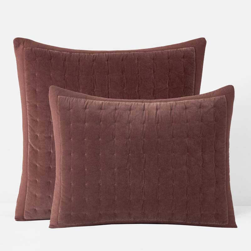 Tufted Stitch Velvet Quilted Sham - Bordeaux, Standard | The Company Store