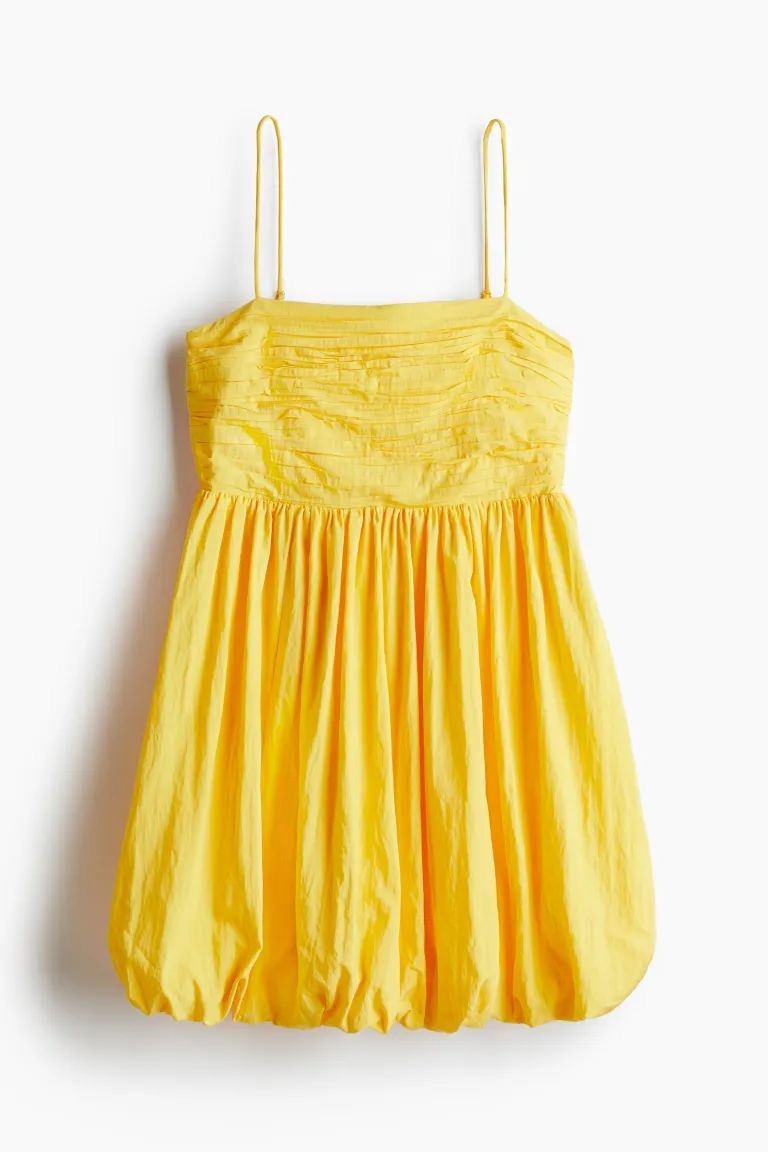 Bubble-hem Dress - Square Neckline - Sleeveless - Yellow - Ladies | H&M US | H&M (US + CA)