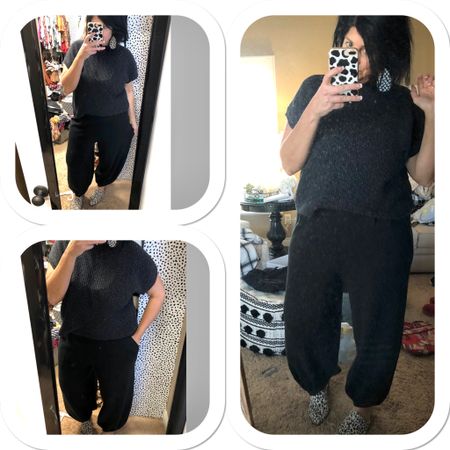 @freepeople Freya Sweater Set 
Wearing xl for reference. Size Large fit but waistband was to fitted for my liking. Hope that helps. Such a cute set, extremely comfortable & beyond flattering. Comes in a slew of additional colors

#LTKtravel #LTKSeasonal #LTKfit
