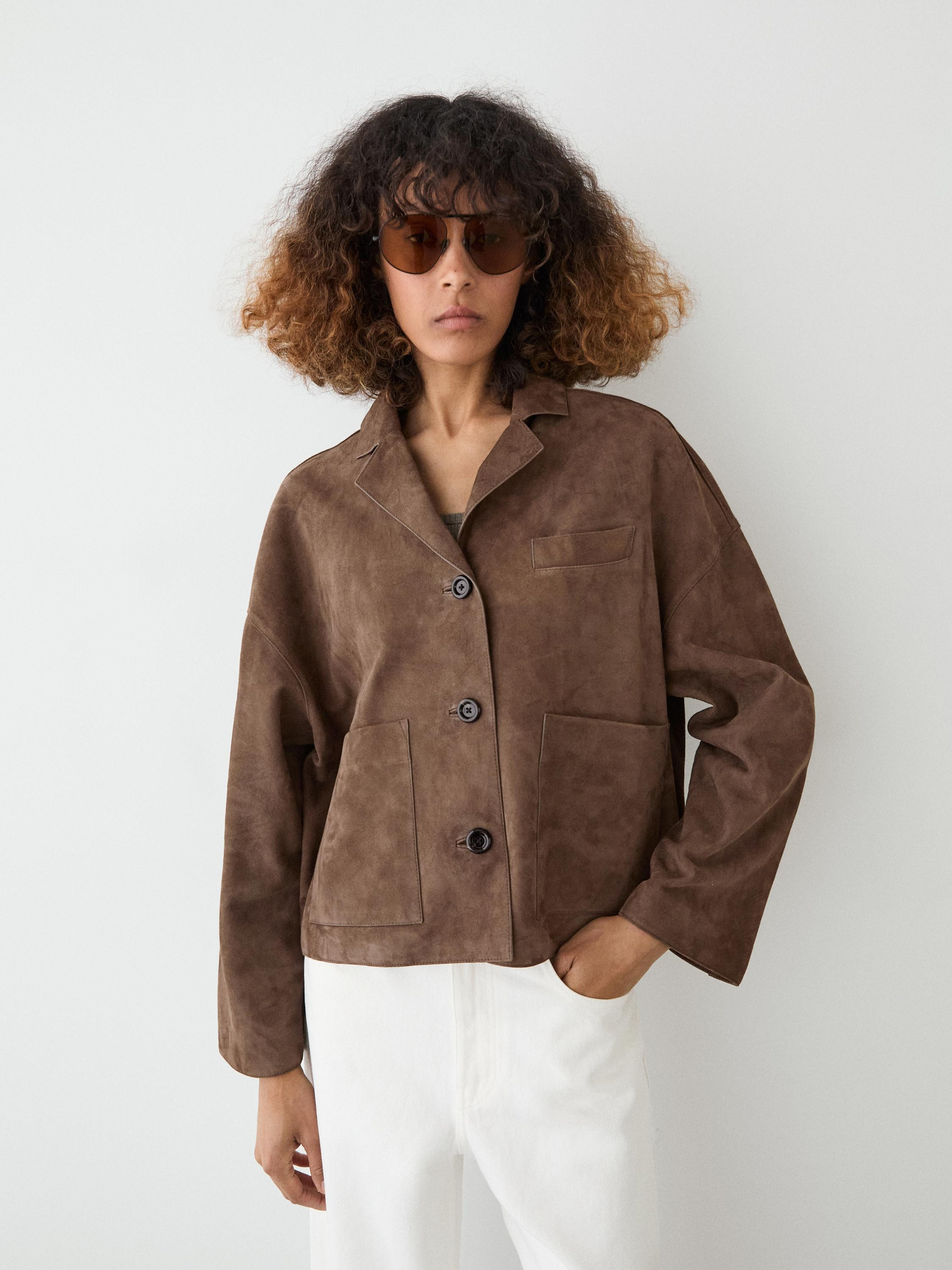 Flowing leather jacket with suede finish | Massimo Dutti UK