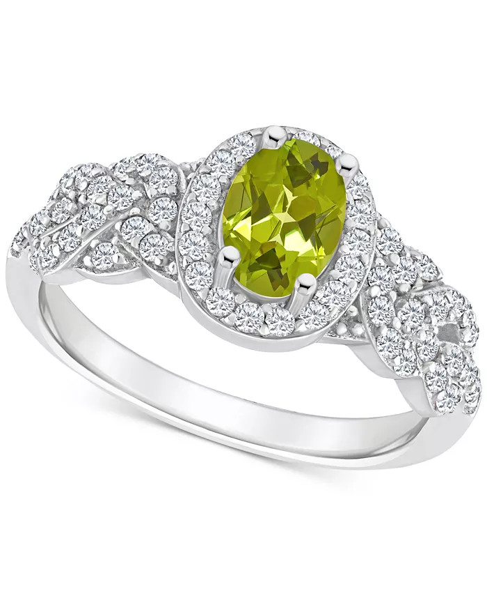 Rhodolite Garnett Blue Topaz (1 ct. t.w.) & White Topaz (1/2 ct. t.w.) Halo Braid Ring in Sterlin... | Macys (US)