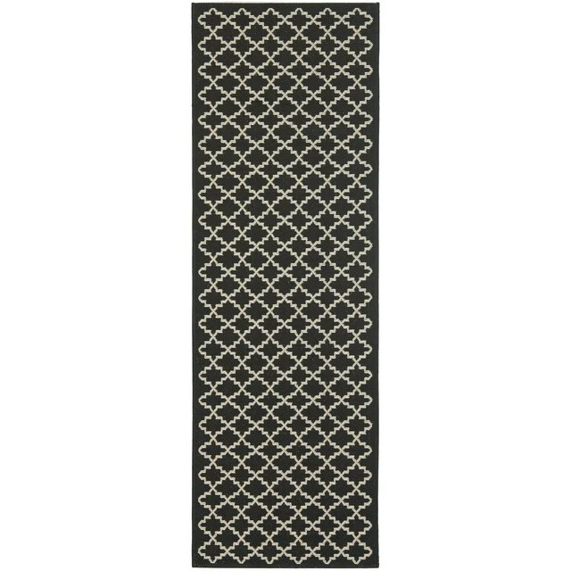 SAFAVIEH Courtyard Hilbert Trellis Indoor/Outdoor Runner Rug, 2'3" x 6'7", Black/Beige - Walmart.... | Walmart (US)
