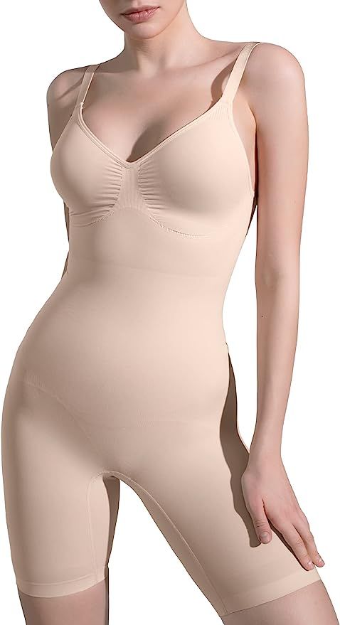 PUMIEY Shapewear Bodysuit for Women Tummy Control V-Neck With Open Gusset Hourglass Collection | Amazon (US)