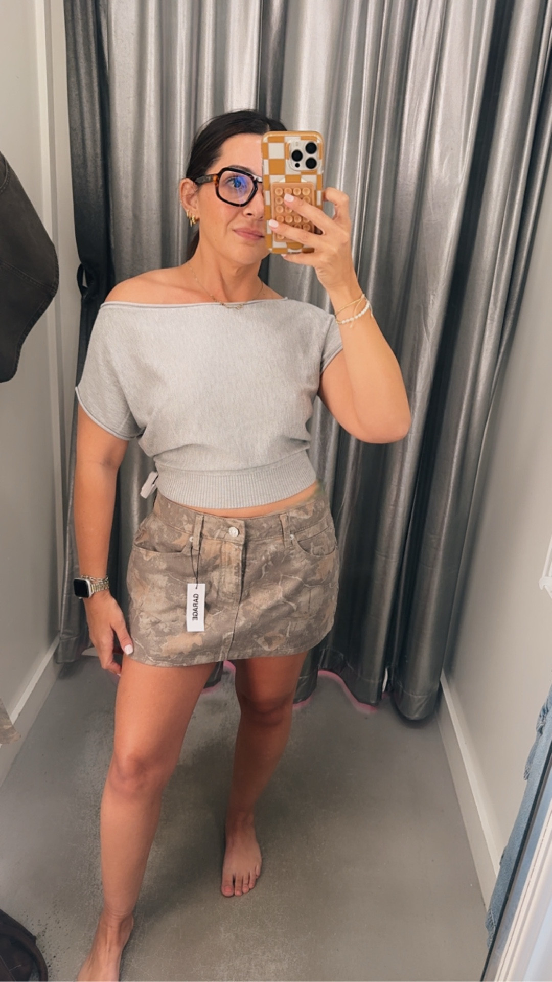 Casual OOTD- camo skort and soft, off the shoulder, so soft , cinched waist top.

-gray off the shoulder soft top- rolled neck short sleeve top- casual looks - comfy style - elevated casual - basics - everyday looks- dress up or down- camo skort - camo skirt - jean camo skort - cool girl - western style - camo trend - camo - country girl - styling - gift guide - Florida fashion - fashion finds- on the go looks - errands outfit - 

#LTKStyleTip #LTKSeasonal #LTKGiftGuide