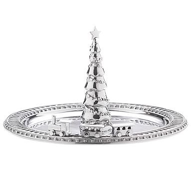 Handcrafted Recycled Metal Holiday Train & Tree Serving Platter | Pottery Barn | Pottery Barn (US)