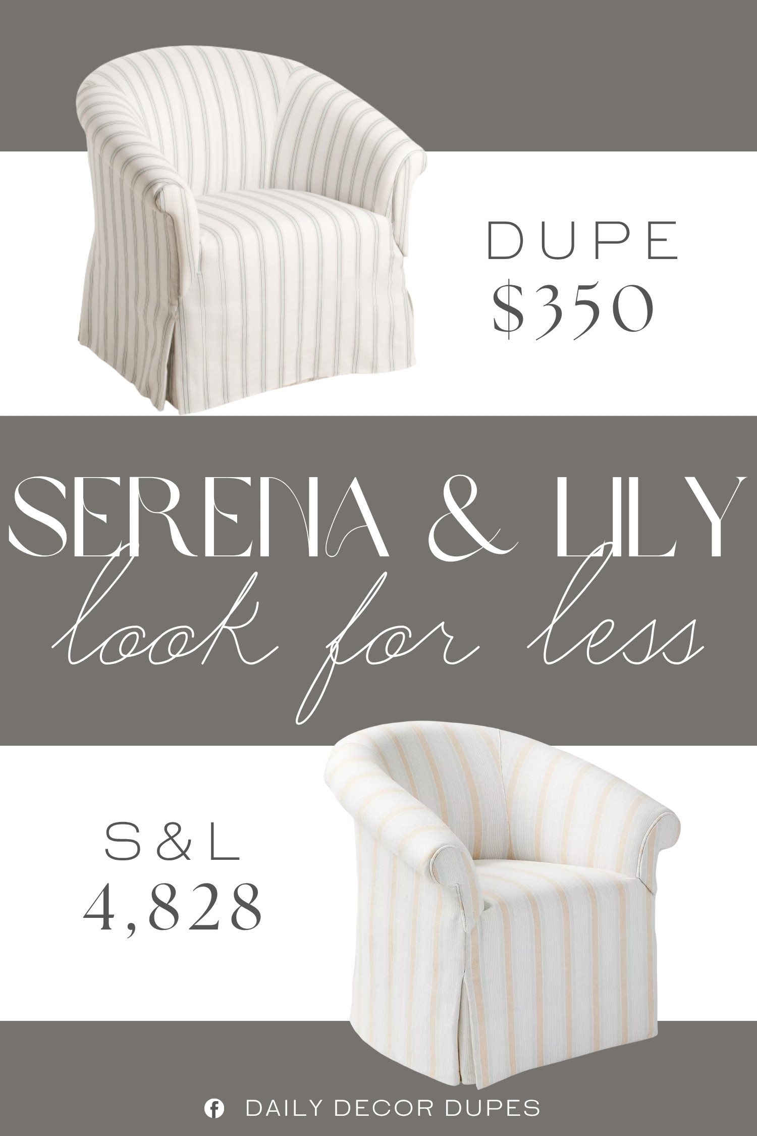 The classic skirted chair look just got a whole lot more approachable. 🤍 The Serena & Lily Brixton Skirted Swivel Chair features a rounded silhouette, soft striped upholstery, and a convenient swivel base for comfortable, stylish seating. This skirted swivel chair adds an elegant touch to a living room, bedroom, reading nook, or home office while creating that relaxed coastal-inspired look. The neutral striped fabric makes it easy to pair with natural wood, rattan, linen, and other classic home decor pieces. 🪑✨🏡

Home more affordable option find similar look for less budget friendly affordable cheap cheaper beautiful pretty. Clearance sale coupon code discount code promo code luxury Inspo inspiration inspired by idea ideas Love like these? I share multiple every day in my FB group.
#SerenaAndLilyInspired #BrixtonChair #SkirtedSwivelChair #SwivelChair #AccentChair #StripedChair #CoastalHomeDecor #FurnitureFinds 

 #LTKHome
