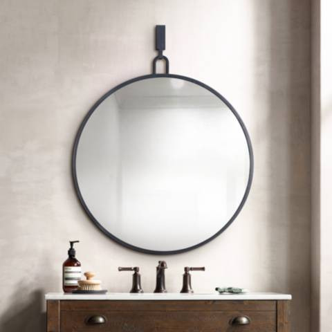 Varaluz Casa Eli Black 30" x 30" Round Stopwatch Wall Mirror - #34P62 | Lamps Plus | Lamps Plus