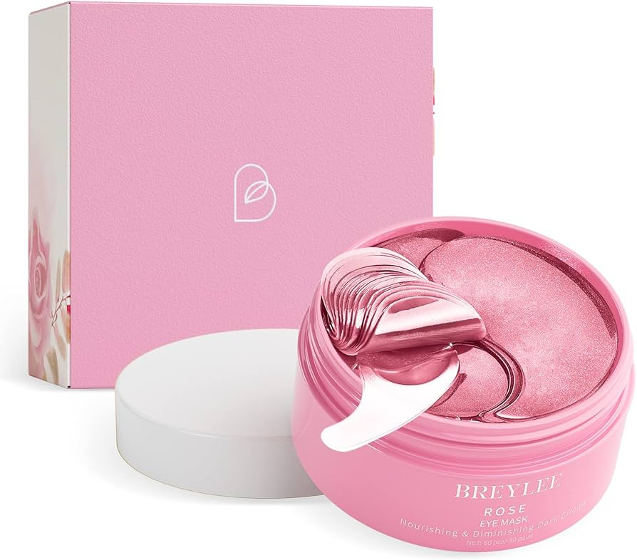 BREYLEE Pink Rose Eye Mask– 60 Pcs - Puffy Eyes and Dark Circles Treatments – Look Younger an... | Amazon (US)