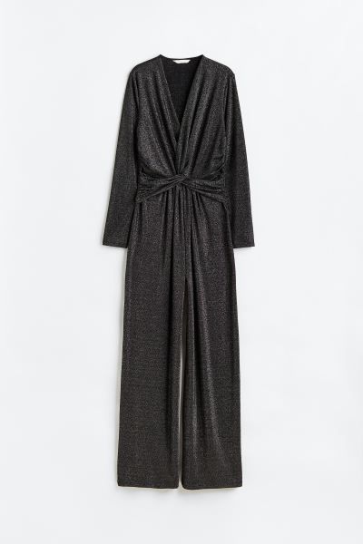 Glittery Knot-detail Jumpsuit - Black - Ladies | H&M US | H&M (US + CA)