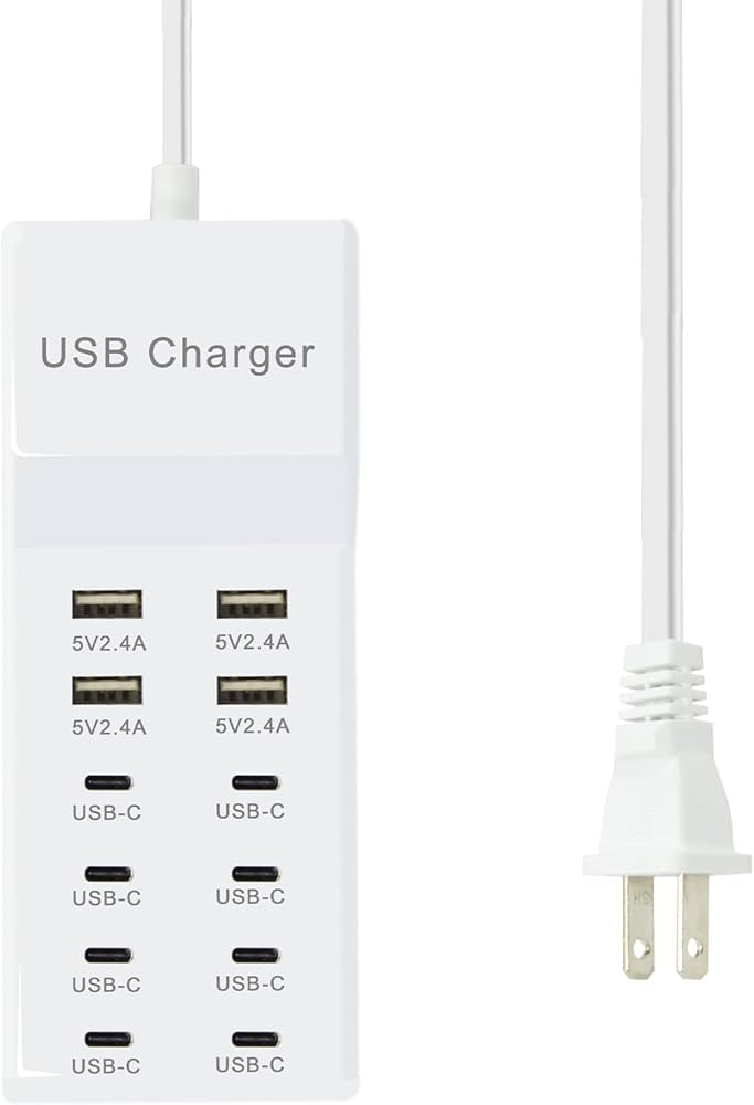 USB Charger, 12-Port USB Charging Station (4 USB-A Ports and 8 USB-C Ports) Multiple USB Charger ... | Amazon (US)