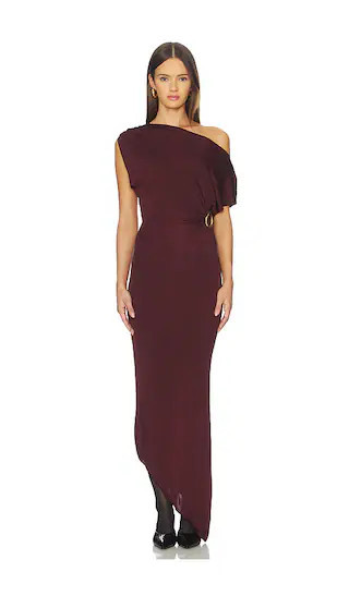 SRG Mehek Asymmetric Knit Dress in Burgundy. - size XS | Revolve Clothing (Global)
