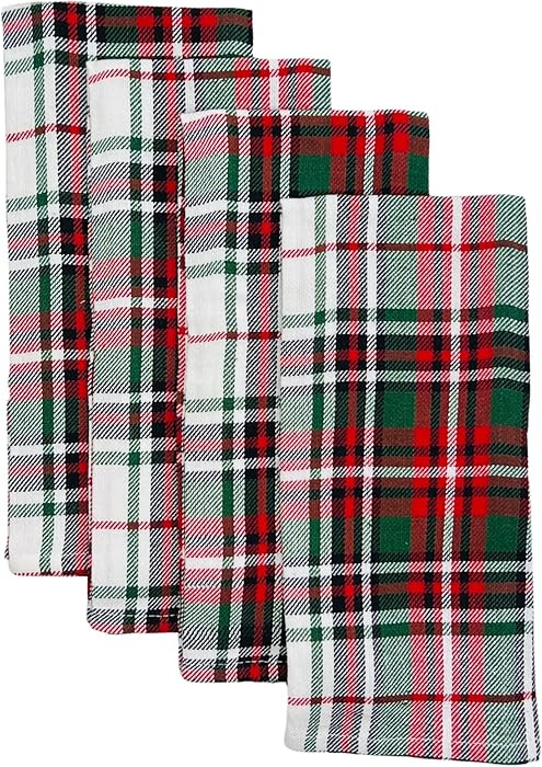 Serafina Home Christmas Kitchen Hand Dish Towels, Holiday Plaid Red Black White, 4 Pc Set, 15 x 2... | Amazon (US)