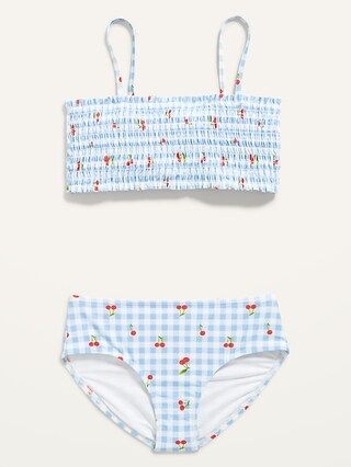 Printed Smocked Bandeau Bikini Swim Set for Girls | Old Navy (US)