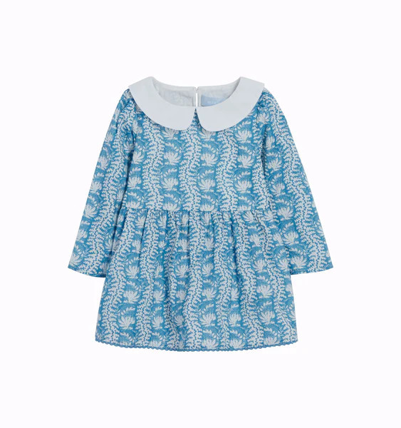 The Tiny Lottie Dress - Trailing Vine Blue Cotton | Hill House Home