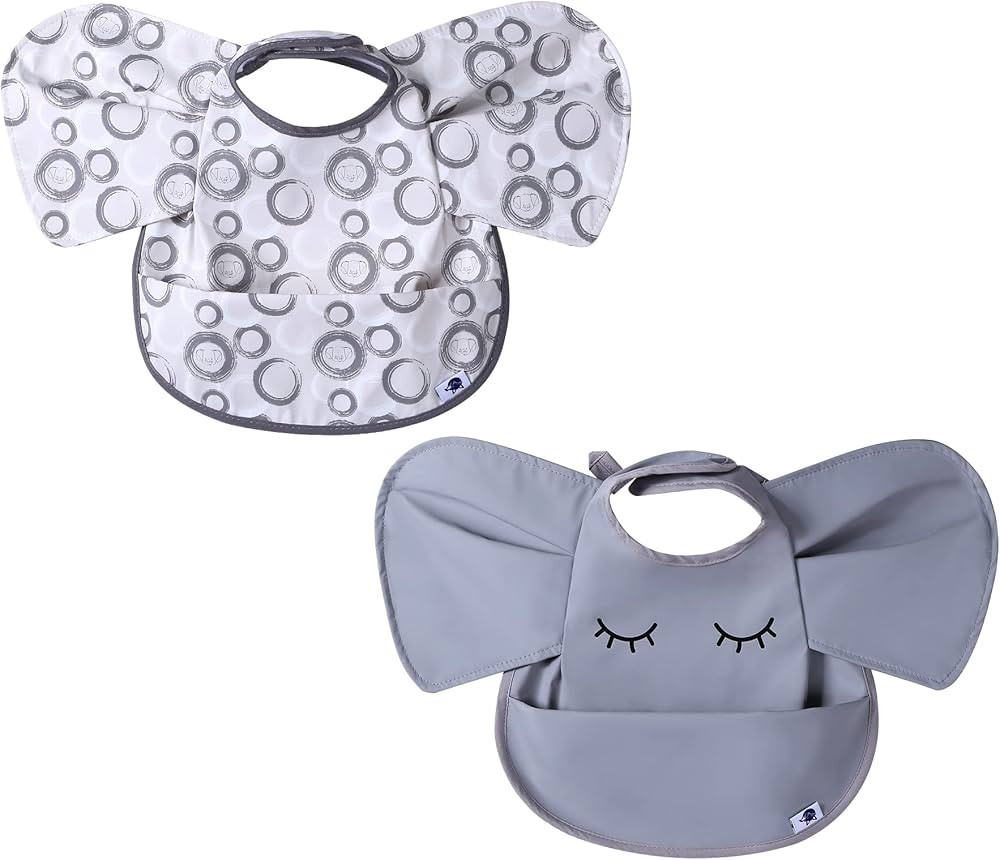 SPINFOX Waterproof Bibs for Baby, Washable Toddler Bibs for Eating, Baby Bibs with Food Catcher F... | Amazon (US)