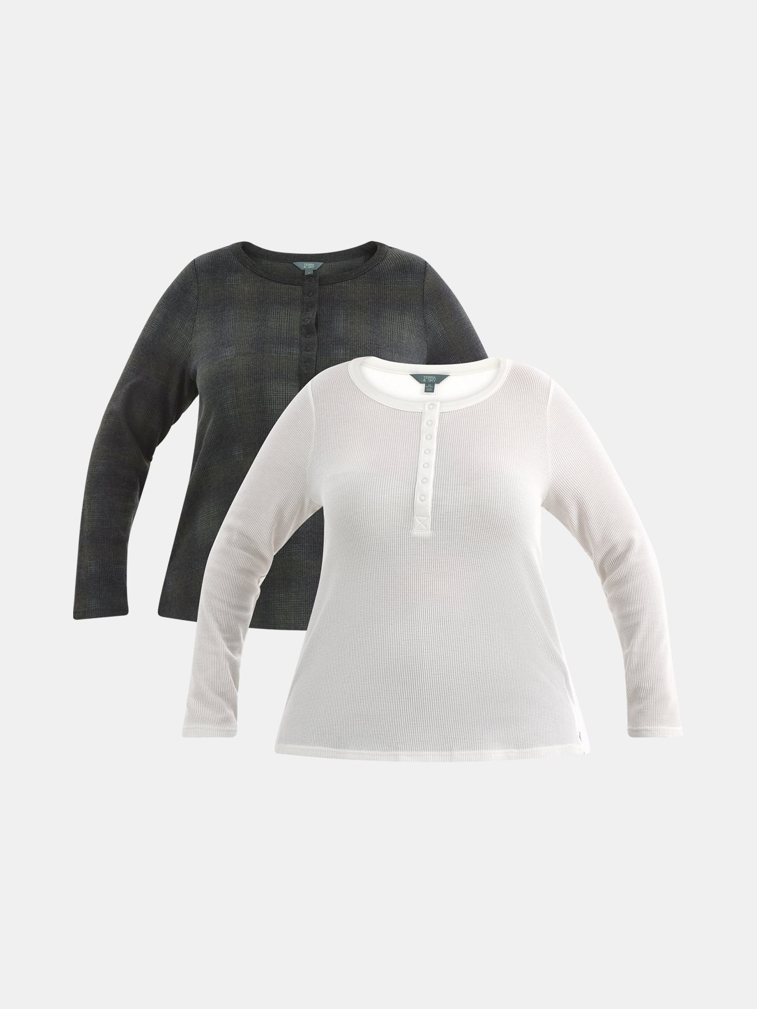 Terra & Sky Women’s Plus Waffle Henley 2 Pack, Sizes 0X-5X | Walmart (US)