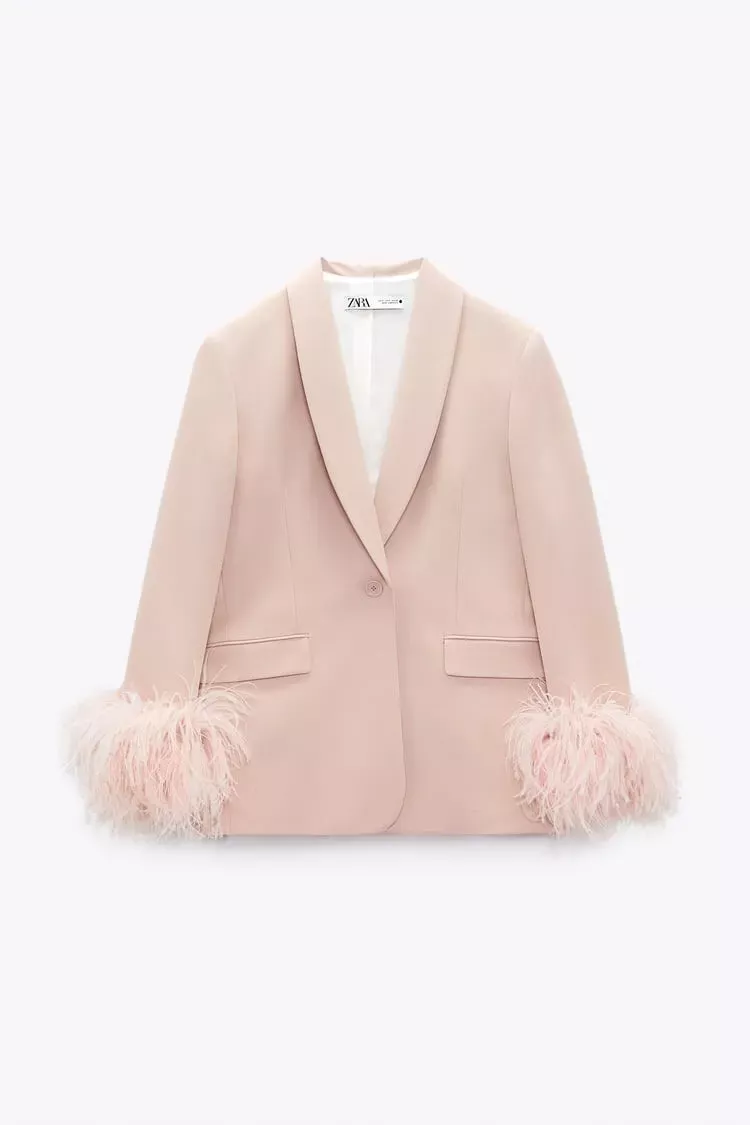 Zara feather cheap jacket