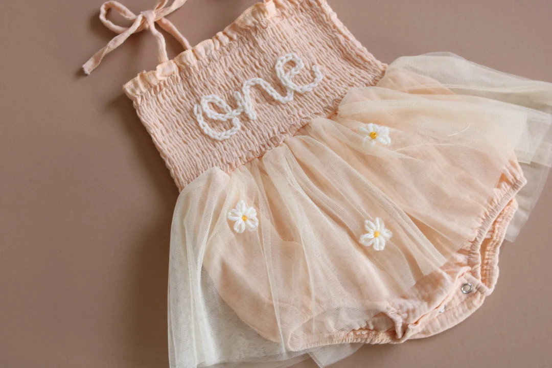 One Romper First Birthday Outfit First Birthday Romper Hand-embroidered One in off White Color Wi... | Etsy (US)