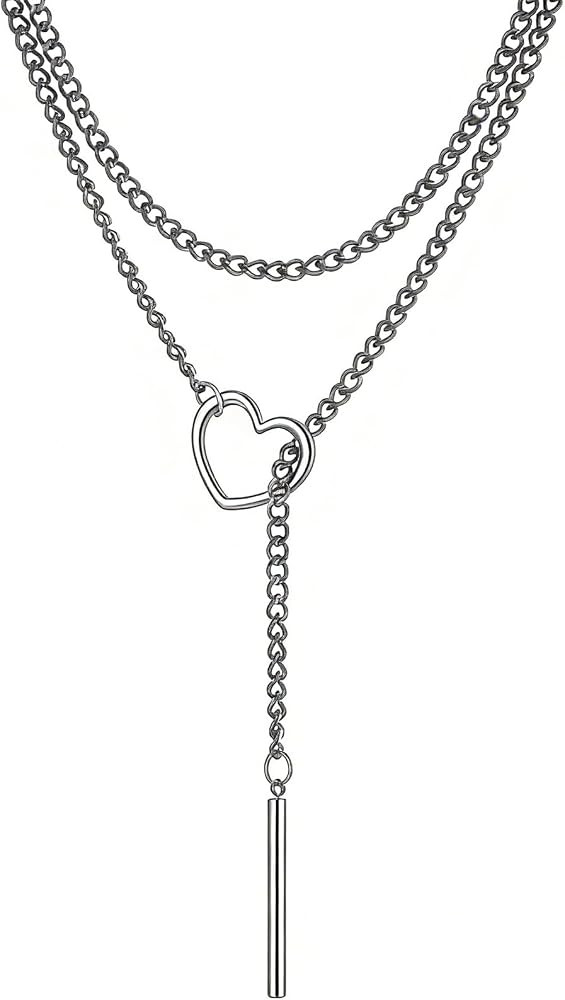 MIFYNN Slip Chain Necklace Stainless Steel Punk Rock Bar Pendant Choker Necklaces Adjustable Hand... | Amazon (US)