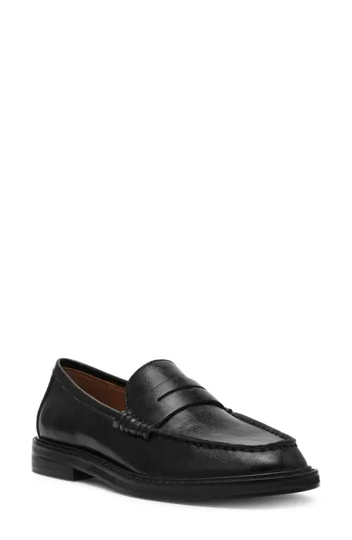 Steve Madden Madison Penny Loafer in Black Leather at Nordstrom, Size 9 | Nordstrom