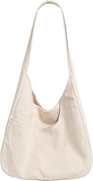 Corduroy Fabric Shoulder Bag Retro Hobo Bag Casual College Tote Bag Multiple Pockets Purse Handba... | Amazon (US)