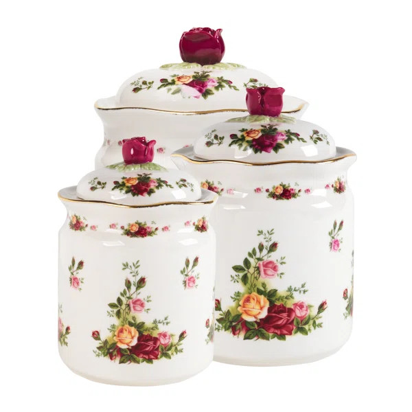 Old Country Roses 3 Piece Kitchen Canister Set | Wayfair North America