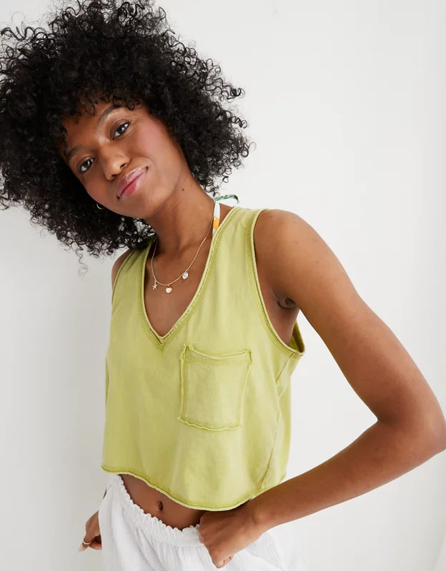 Aerie V-Neck Cropped Tank Top | American Eagle Outfitters (US & CA)