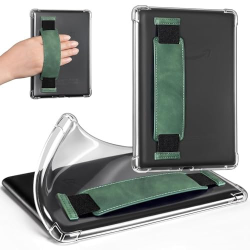 CoBak Clear Case for 6" E-Reader 2024 and 2022 (11th Generation) with Elastic Hand Strap - Ultra-Slim Soft TPU Transparent Cover, Lightweight & Durable Protection,Emerald | Amazon (US)