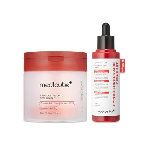 medicube Peel & Swipe Duo: Hypochlorous Acid Rice Peel Shot and Red Succinic Pad for Smooth, Clear Skin | Gentle Exofoliating Duo, Korean Skincare Set | Amazon (US)