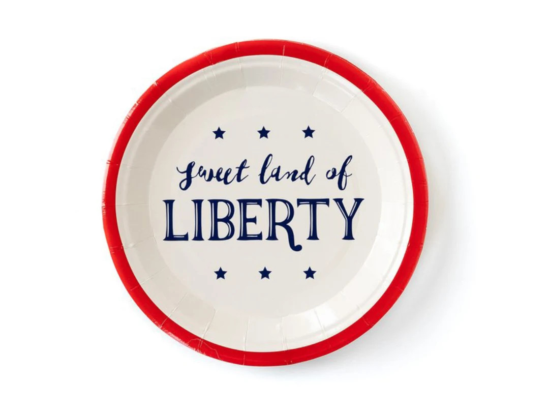 4th of July Dessert Plates, Vintage Patriotic Paper Plates, Patriotic Dinnerware, Sweet Land of L... | Etsy (US)