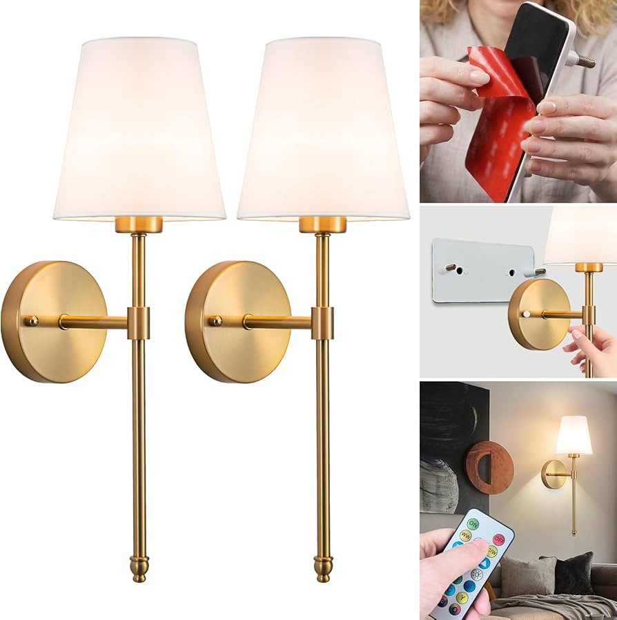 Vimhou Peel and Stick Wall Sconces, Stick On Wall Sconce Set of 2, Battery Operated Wireless Wall... | Amazon (US)