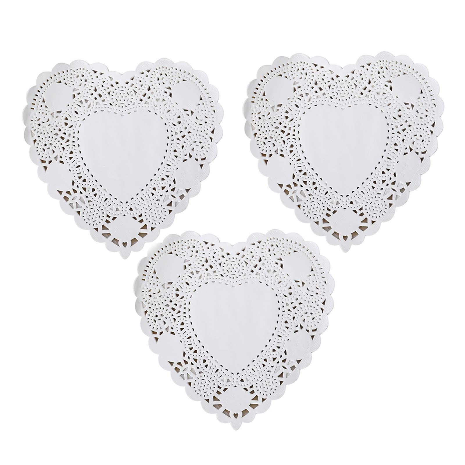 Heart Paper Doilies - 4 Inch White Valentine's Lace Paper Doilies - Disposable Placemats - For We... | Amazon (US)