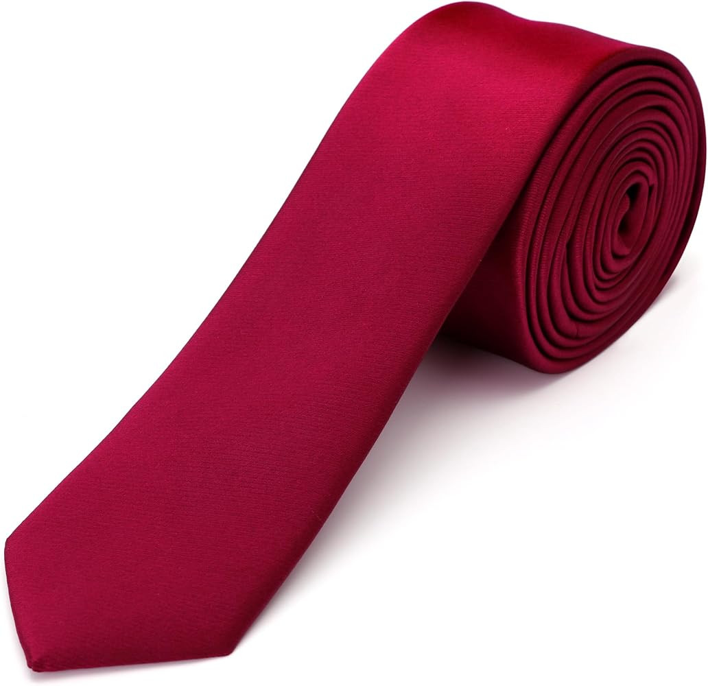 Landisun Burgundy Tie Men Women Solid Skinny Ties Slim Ties Satin Tie-Burgundy at Amazon Men’s ... | Amazon (US)