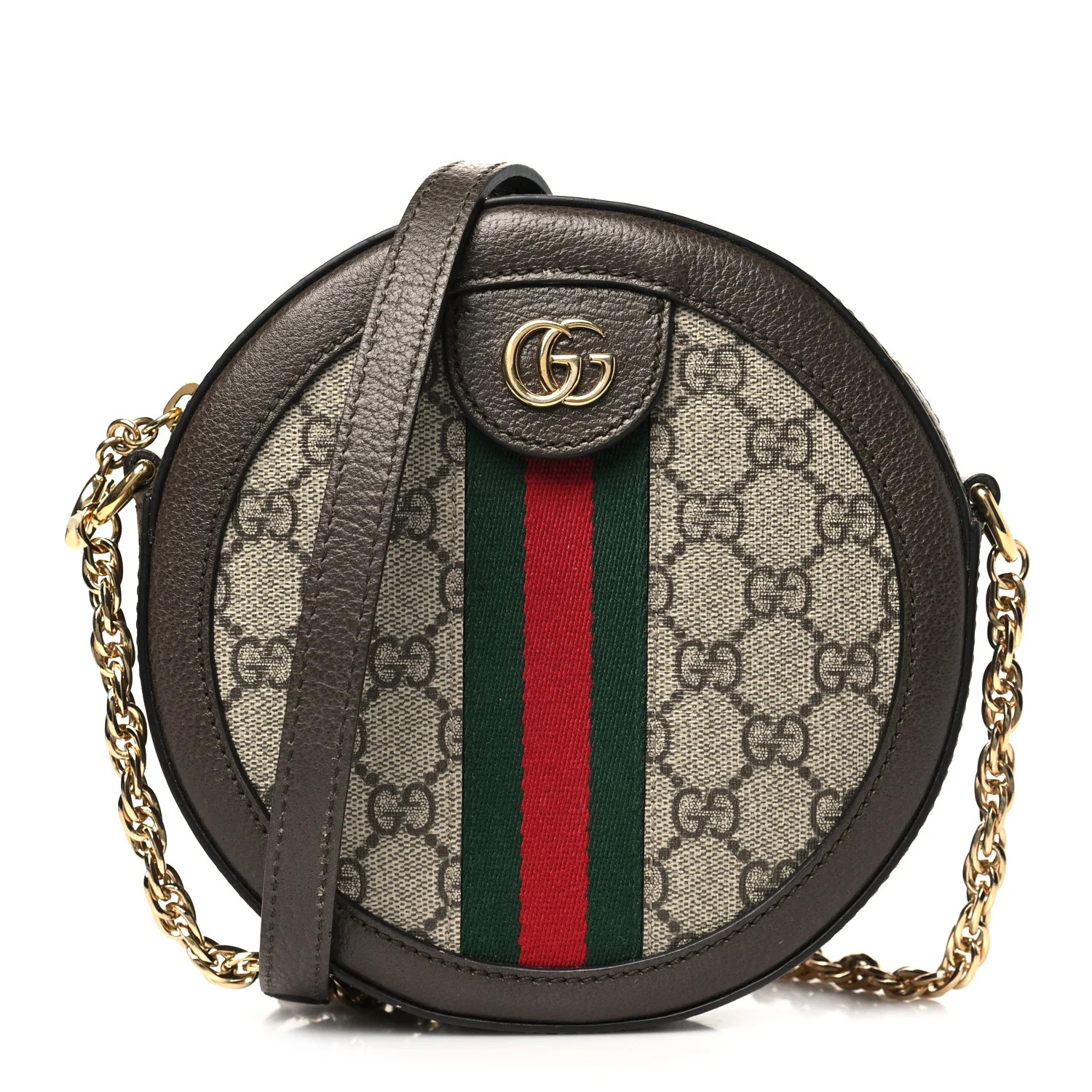 Gucci GG Supreme Monogram Web Mini Ophidia Round Shoulder Bag Brown 1637970 | FASHIONPHILE (US)