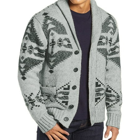 Button Up Jacquard Sweater Cardigan for Men with Long Sleeves in Autumn and Winter | Walmart (US)