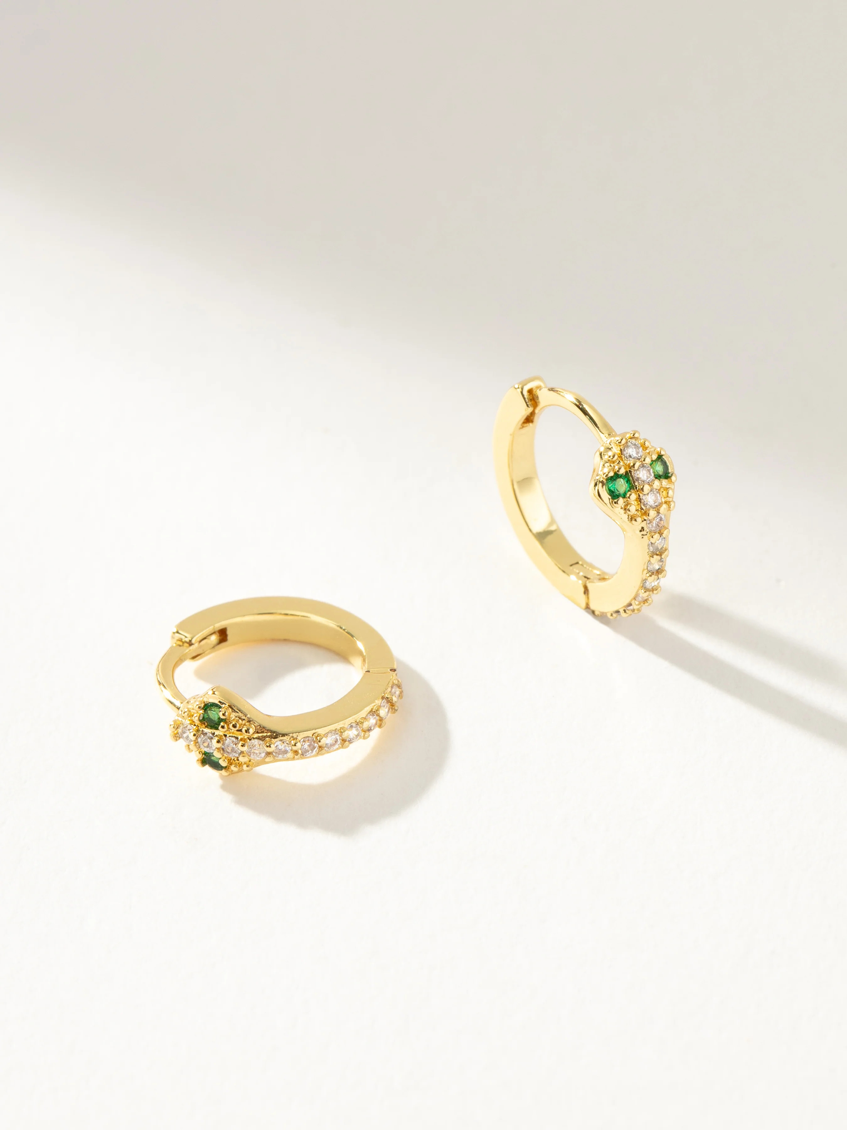 Snake Huggie Earrings in Gold | Pavé Mini Hoops | Uncommon James | Uncommon James