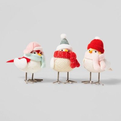 3pk Winter Birds Decorative Figurine Set Red/Pink - Wondershop&#8482; | Target