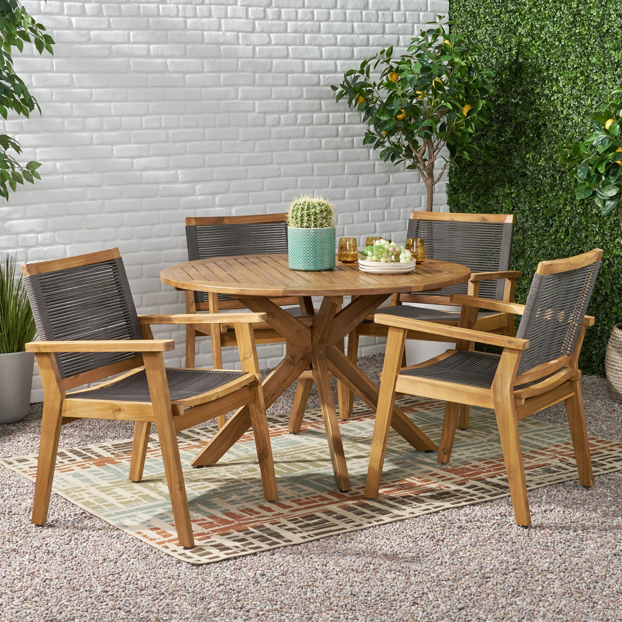 Corrigan Studio® Natalia 5 - Person 47.25" Long Teak Dining Set & Reviews | Wayfair | Wayfair North America
