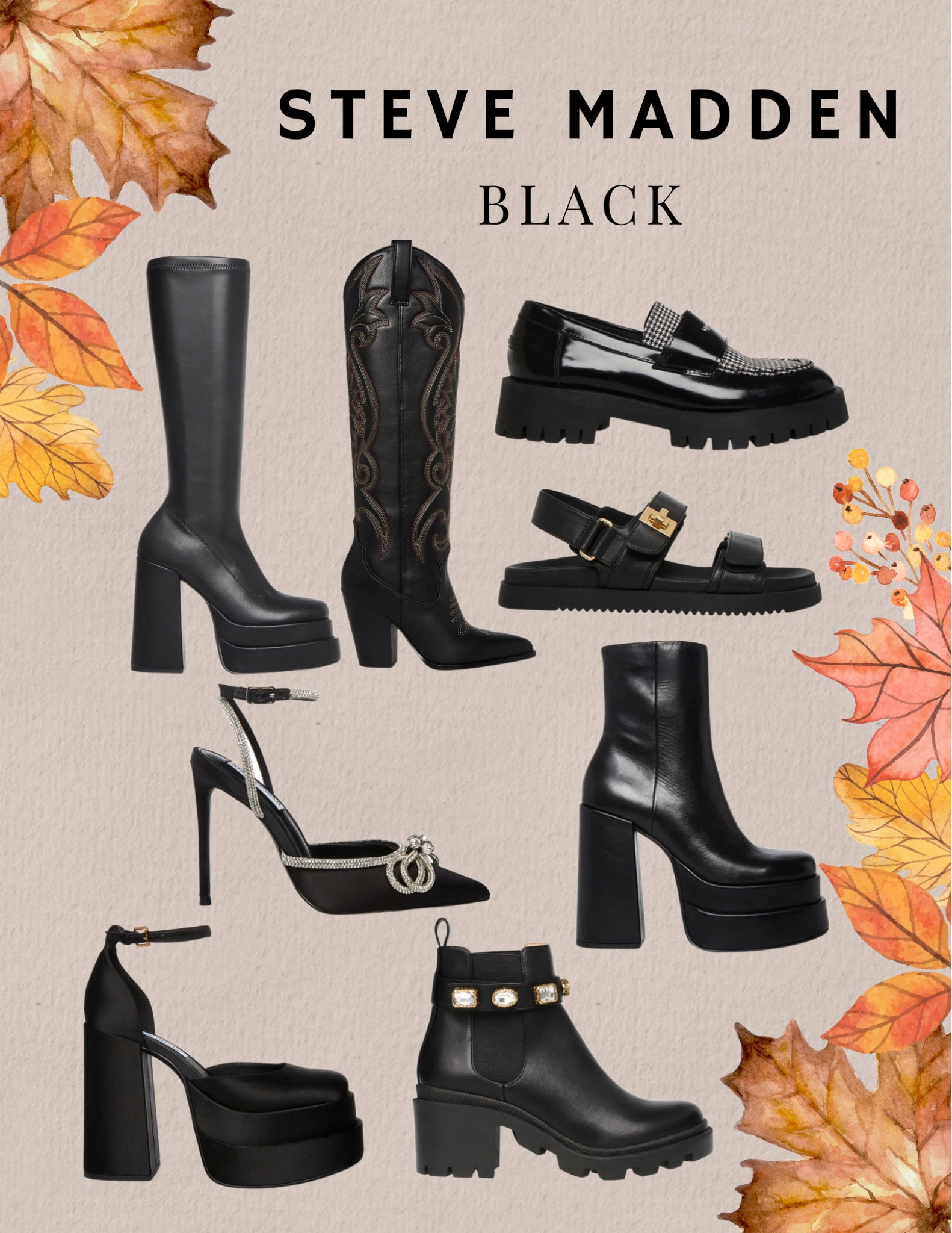 Steve Madden new arrivals! Black boots, booties, loafers, heels and mules. These western boots are available in 6 colors 

#LTKunder100 #LTKSeasonal #LTKshoecrush