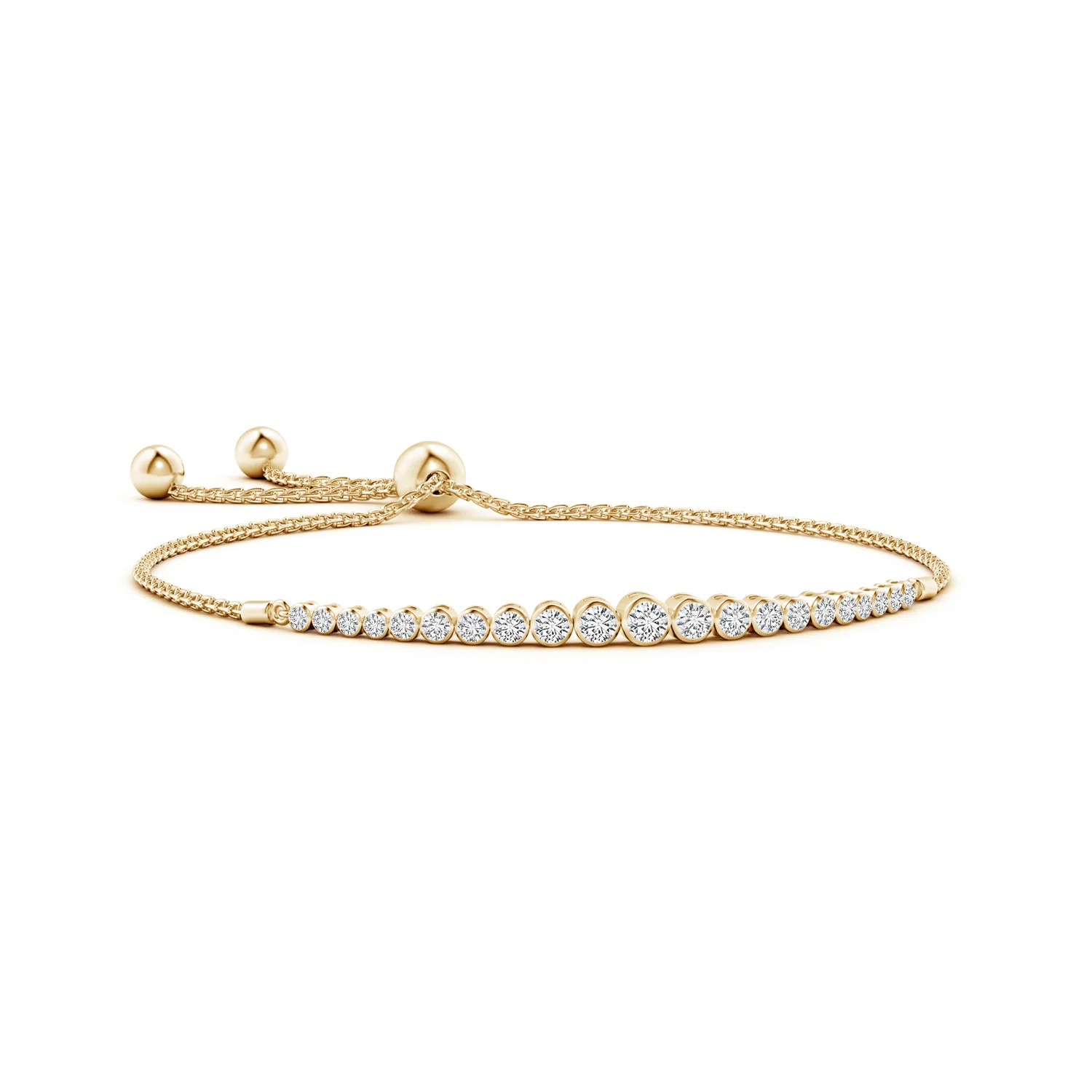 Graduated Bezel-Set Diamond Bolo Bracelet in 14K Yellow Gold (H, SI2 - 0.11CT. TW.) | Angara | Angara US