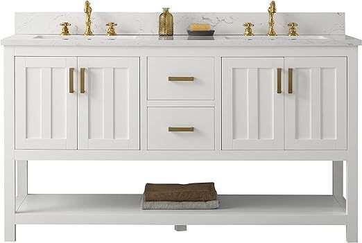 Urban Furnishing - Henry 60-Inch (60") Bathroom Sink Vanity Set with Carrarra White Quartz Top - ... | Amazon (US)