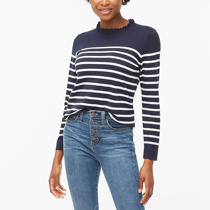 Striped ruffleneck sweater | J.Crew Factory